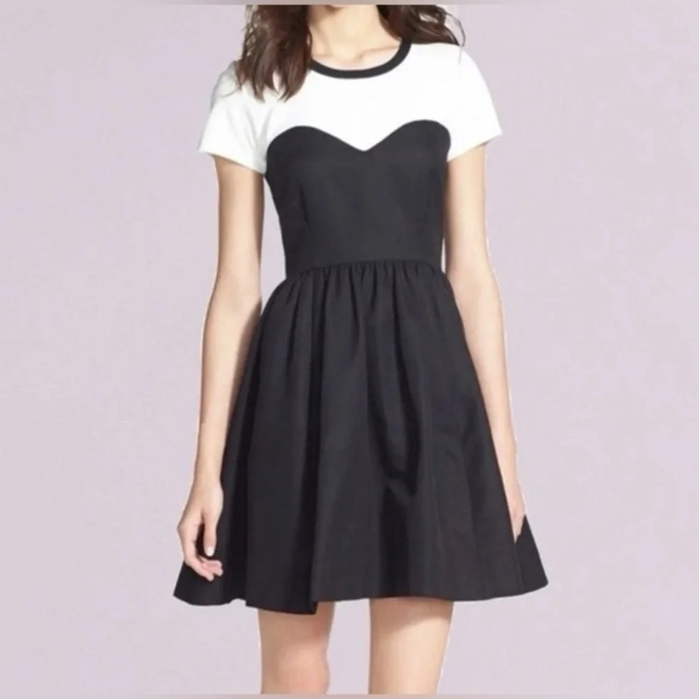 Kate Spade Sweetheart Illusion Fit and Flare Dress in Black/White Sz 2 Holiday